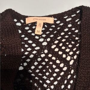 Maurices Women's Chocolate Brown Open-Knit Cardigan